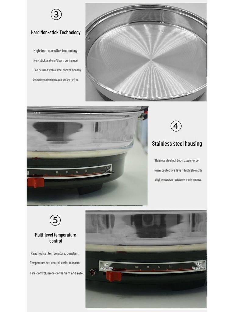 Enhanced Large-Capacity Stainless Steel Electric Pancake Frying Pan