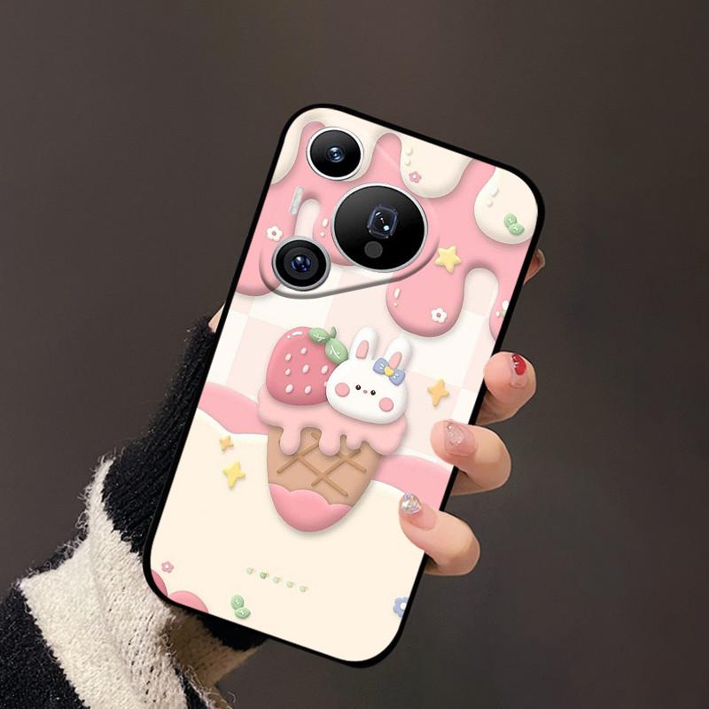 Чехол для Huawei Pura 70 Черный Матовый Милый Мягкий Силиконовый ТПУ Чехлы для Pura70 Pro Pura 70 Pro+ Плюс Ультра Чехол Защитный Fundas