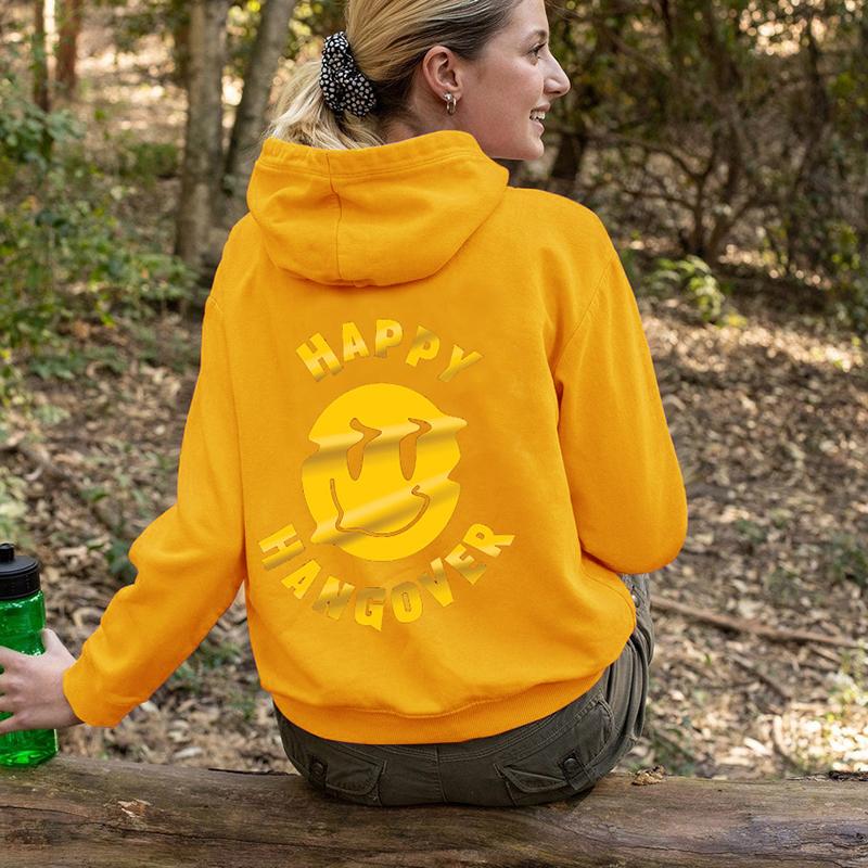 Цветная толстовка с капюшоном HAPPY HANGOVER, женская толстовка, пуловеры, модная уличная одежда из чистого хлопка с графическим принтом, джемпер, подходят толстовки