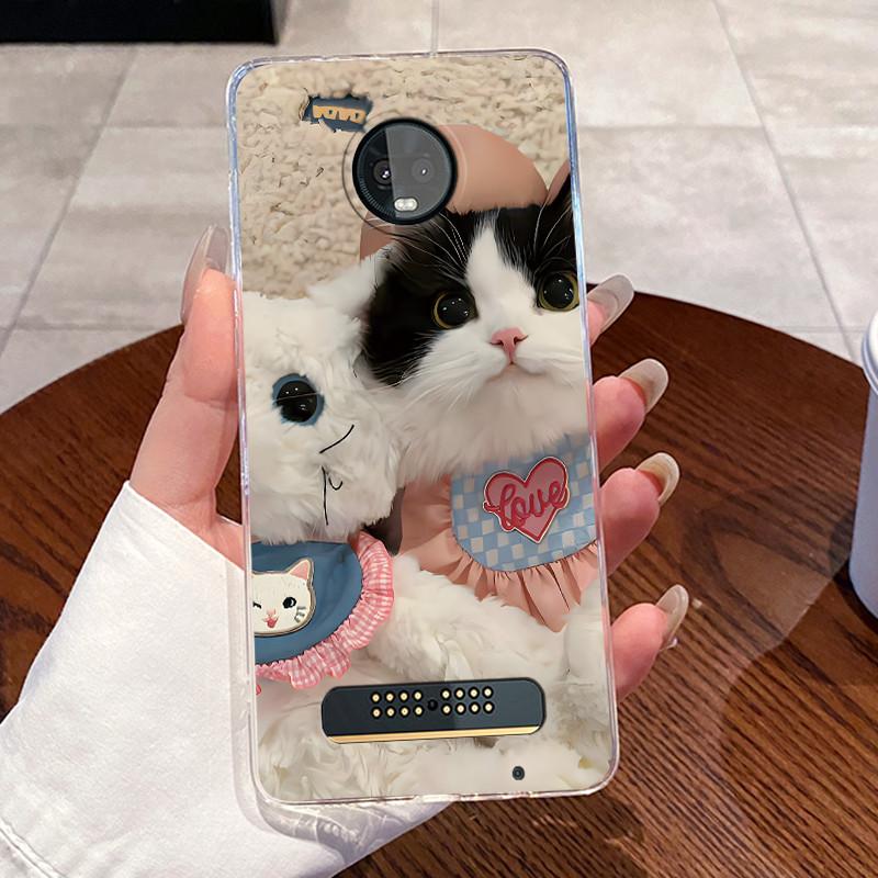 Casing For Motorola Moto Z3 Play Case XT1929 Aesthetic Cute Cat Astronaut Transparent Silicone Back Cover Moto Z3Play Phone Case