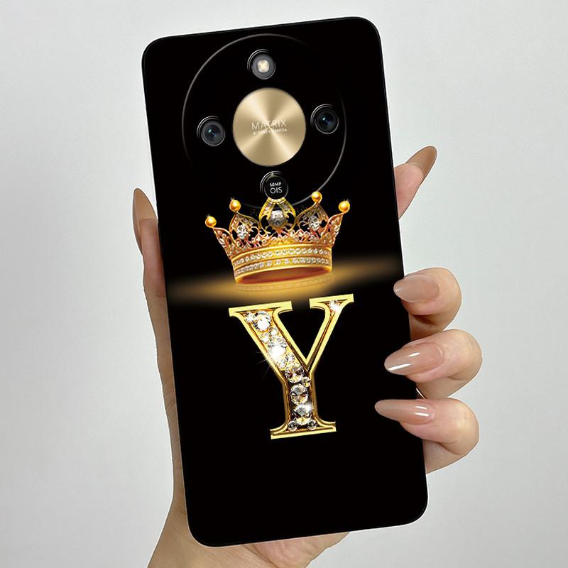 Чехол для Honor Magic 8 Lite Корона Первая Буква Мягкий Жидкий Силикон Ударопрочный Чехол Coque для Honor Magic8 Lite 5G Чехол Funda