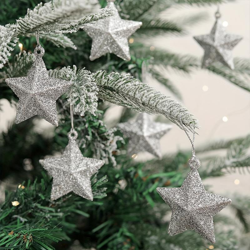 6pcs Trumpet Glitter Five-pointed Star Pendant Christmas Five Pointed Star Pendant
