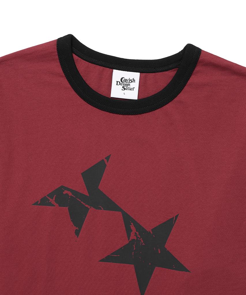 CAVISH Футболка с длинным рукавом Ringer Twin Star Бордовый(Cv2Ffut577A)