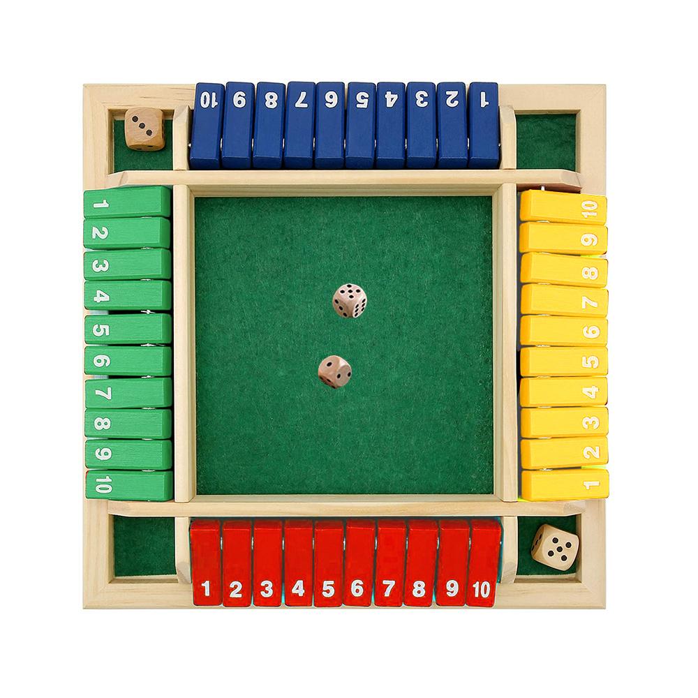 4 Sided 10 Number Pub Bar Party Supplies Flaps & Dices Game Shut The Box Wooden Dice Board Game