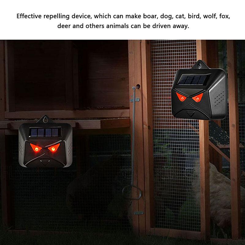 Solar Predator Eye Animal Repeller Red LED Flash Night Deterrent for Garden Chicken Coop Farm