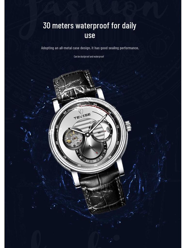 TEVISE Men's Waterproof Luminous Minimalist Automatic Mechanical Watch