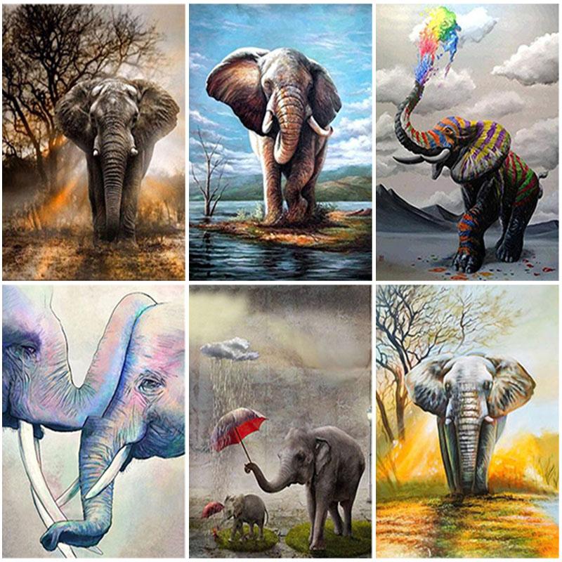 DIY Elephant 5D Diamond Painting Full Round Drill Animal Diamond Embroidery Cross Stitch Kits Wall Art Home Decor