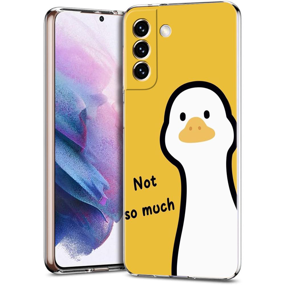 Милый Мультяшный Утенок Чехол для Телефона Для Samsung Galaxy S24 Ultra S23 FE S22 S20 S21 5G S10 S9 Plus S10E S8 Мягкий Силиконовый Прозрачный Чехол