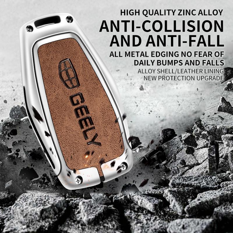 Чехол-сумка для автомобильного ключа из сплава и кожи для Geely Emgrand X7 EX7 Coolray Atlas Boyue GT GC9 NL3 Tugella Аксессуары для стайлинга автомобиля