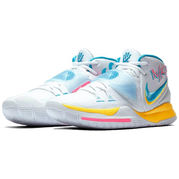 Nike Кроссовки унисекс Kyrie 6 EP Neon Graffiti White Blue-Fury Opti-Yellow BQ4631-101