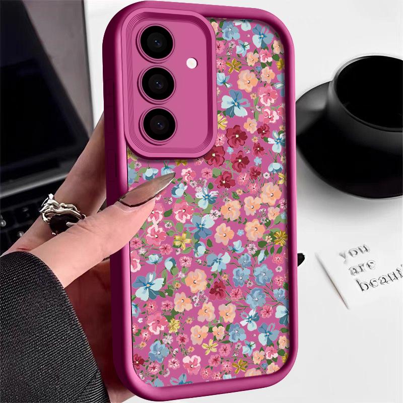 Красивый цветочный узор чехол для Samsung S24 FE S23 Ultra S22 S21 Plus A55 A54 A53 A52 A35 A34 A15 A14 цветы противоударный защитный объектив телефона чехол