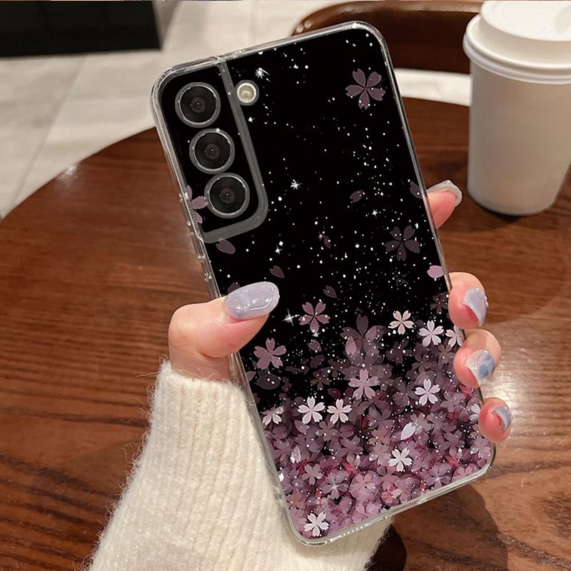 Чехол для телефона с узором «Цветение сакуры» для Samsung Galaxy S26 S25 S24 S23 Ultra S22 Plus S24 S21 FE S25 Edge Прозрачный Мягкий Чехол