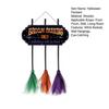 Halloween Broom Parking Sign with 3 Wooden Witch Brooms Solid Wood Hanging