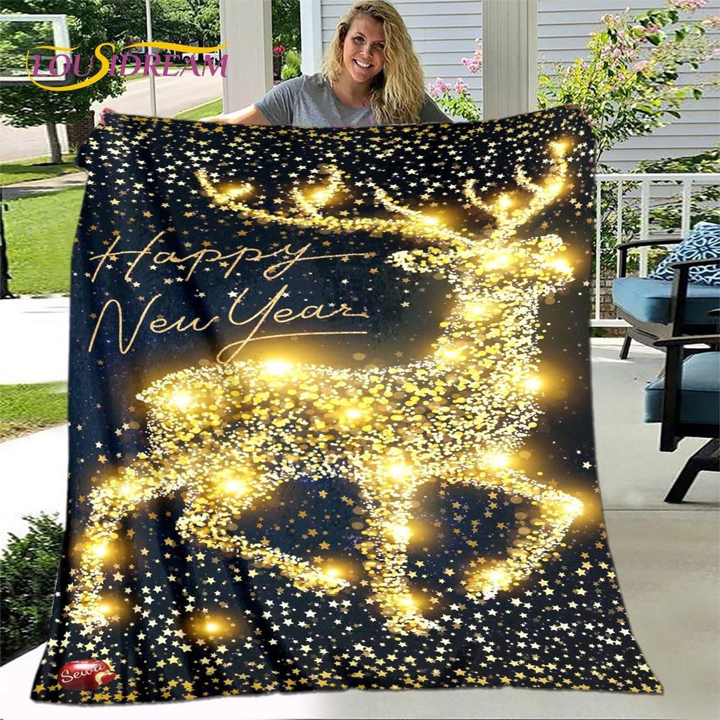 Одеяло с рисунком из мультфильма «С Рождеством и Новым годом», фланелевое одеяло, мягкое теплое одеяло для гостиной, спальни, кровати, дивана, подарок