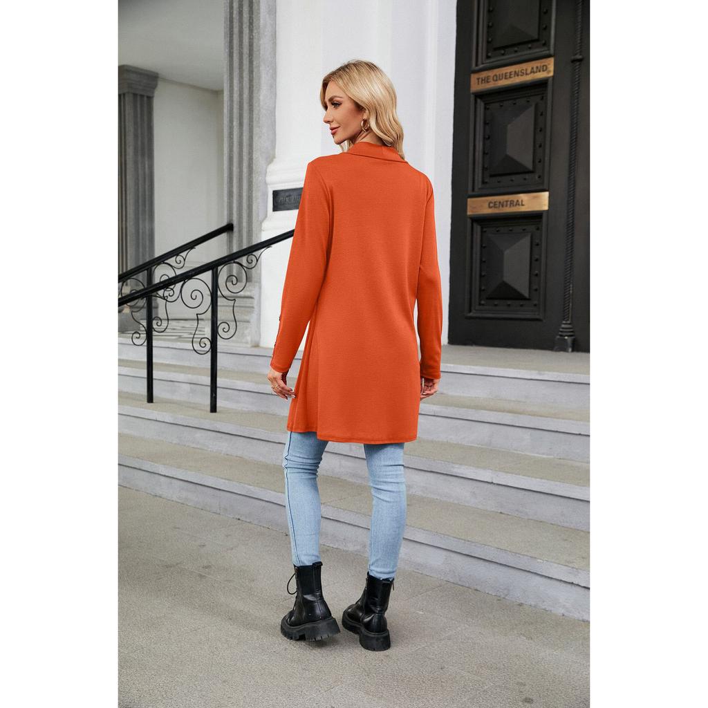 Женское однотонное пальто, вязаное на пуговицах, свободное пальто с длинными рукавами, кардиган, вязаное осенне-зимнее женское длинное пальто