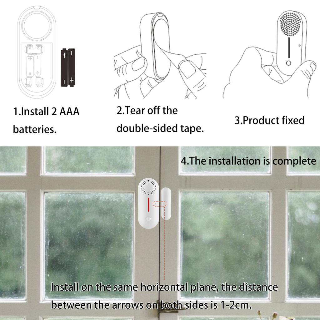 Door Window Alarm Home Security Wireless Magnetic Sensor Anti-Theft Alarm Sound and Light WiFi