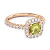 Peridot Round Cushion Halo Ring - Sterling Silver Rose Gold Vermeil