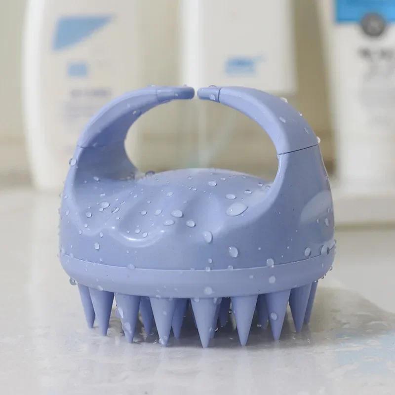 Массажер для кожи головы, скруббер для головы, щетка из пшеничной соломы, биоразлагаемая силиконовая щетка для шампуня, массажер для кожи головы для роста волос