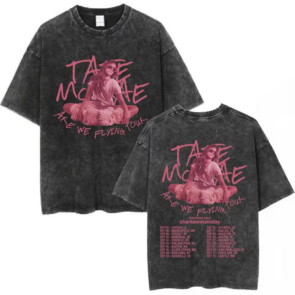 Трендовая футболка Tate Mcrae Greedy Album Tour Merch для мужчин и женщин, винтажная потертая футболка с коротким рукавом, свободный повседневный топ