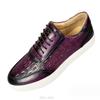 Модная роскошная фиолетовая повседневная кожаная обувь мужская ковбойская с тиснением под крокодила фиолетово-черные мужские кроссовки на платформе zapatos sapat a34