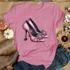 Fashion Unisex T-Shirt Pink High Heel Print Designed Summer Tops Tees
