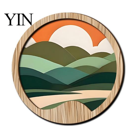 Minimalist Art for Hallway Forest Sunset Scenery 2D Wood Wall Hanging, Boho Wooden Sign, Elegant Interior Ornaments Nature Tree Decor Bedroom