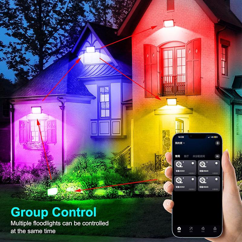 Led Flood Light Outdoor Color Changing Stage Landscape Lights Remote APP Control Floodlights IP66Waterproof for Garden Yard Wall
