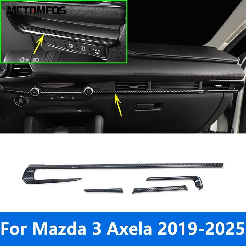 For Mazda 3 M3 Axela - 2024 2025 Carbon Fiber Center Console Dashboard Air Condition Vent Outlet Cover Trim Accessories
