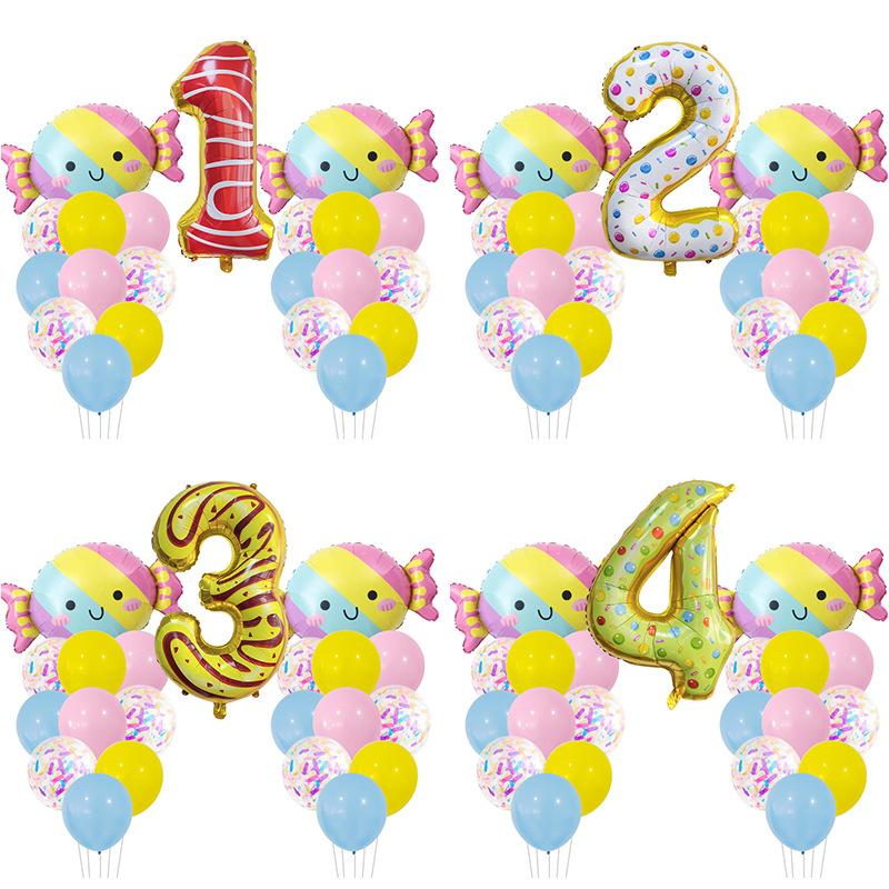 Набор цифровых шаров из конфетной алюминиевой пленки, украшение сцены для детского дня рождения, фон для оформления детского праздника