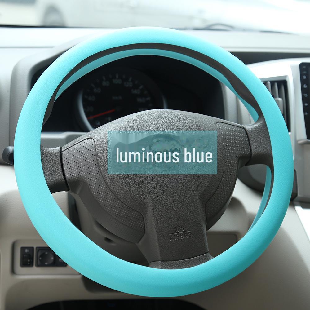 Litchi Pattern Silicone Steering Wheel Cover: Fold-Resistant, Flexible, Scratch-Resistant Leather Protector