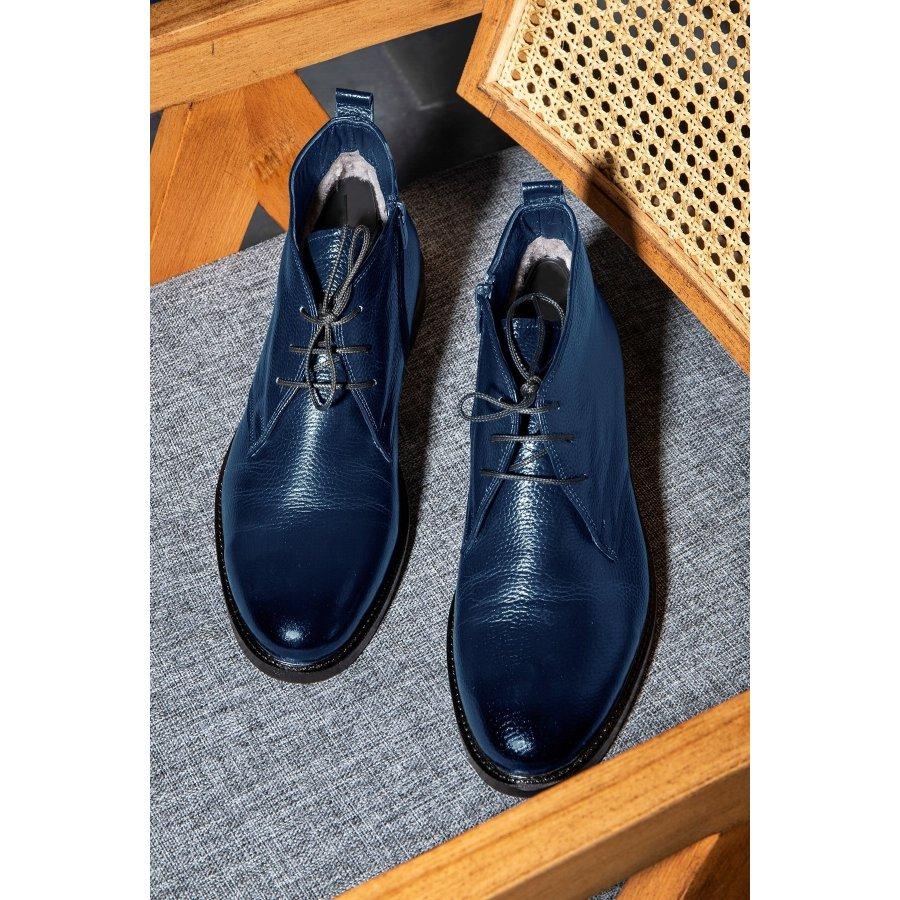 Мужские классические ботинки из натуральной кожи на резиновой подошве