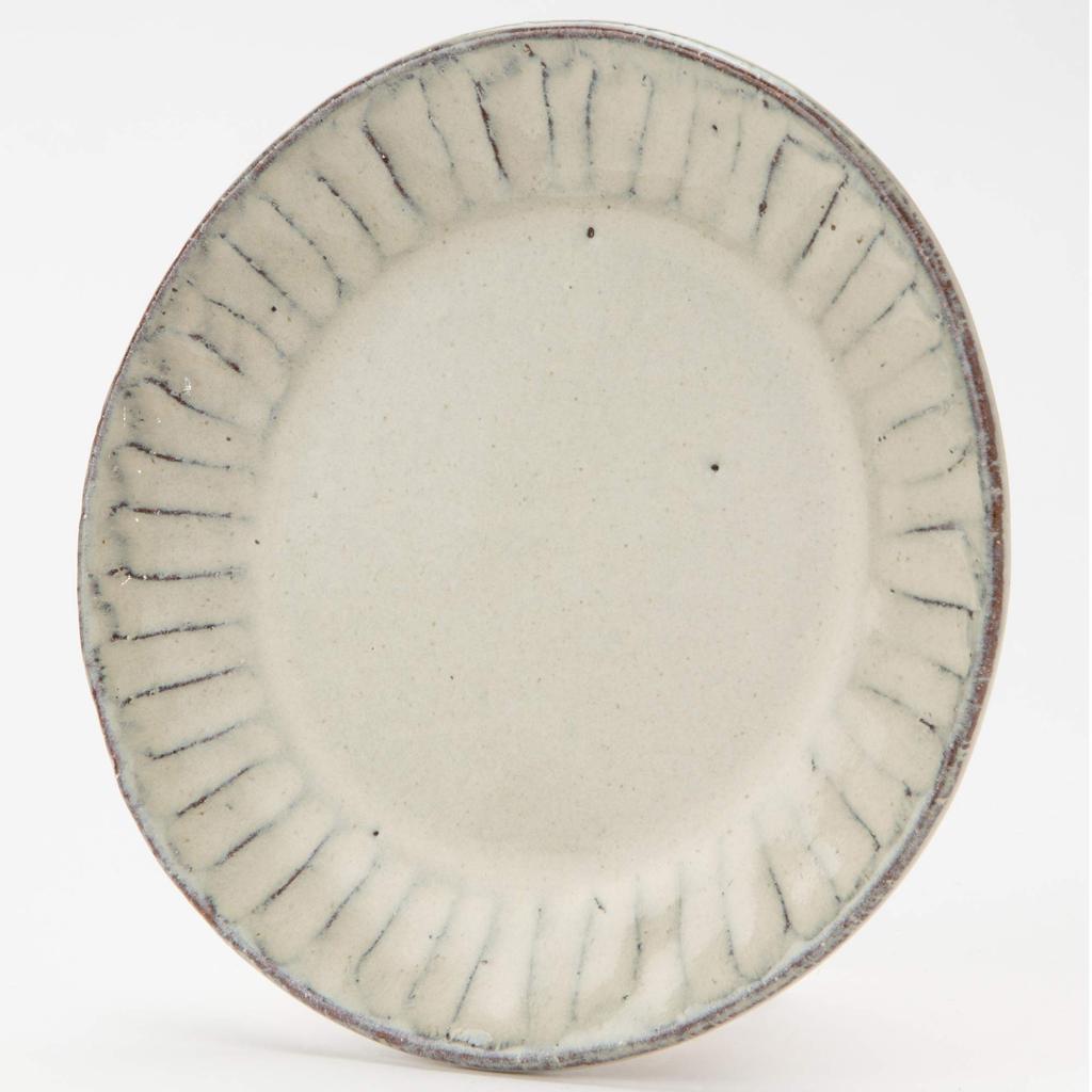 Marui Seito Shigaraki Ware Hechimon Тарелка с белой глазурью и ободком, диаметр 15 см, сделано в Японии, приблизительно. МР-3-3397