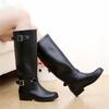 Punk Style Zipper Tall Boots Women's Pure Color Rain Boots Outdoor Rubber Water Shoes for Female