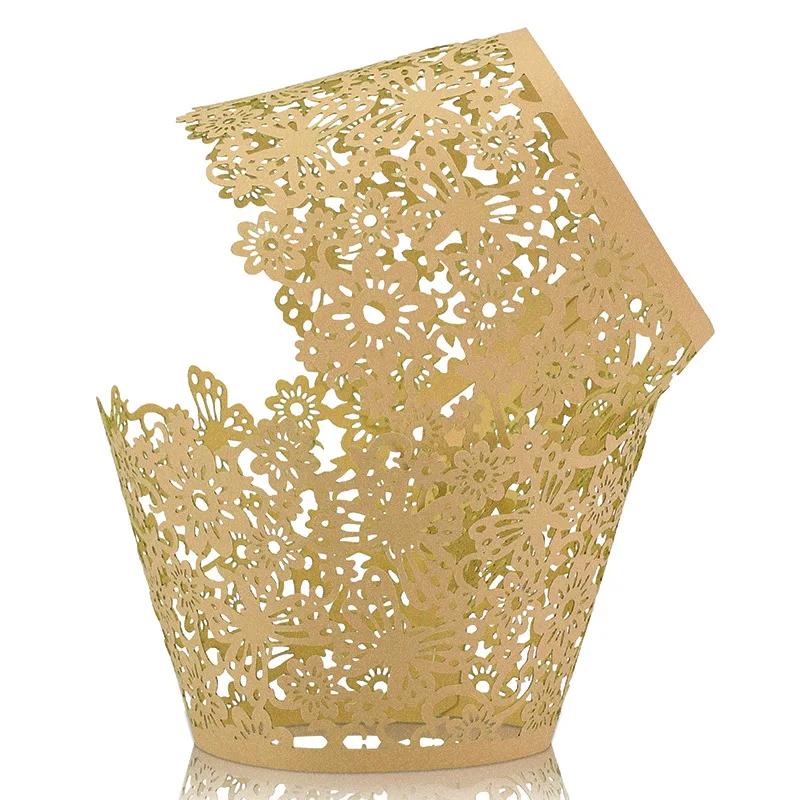 50 шт. лазерная резка полых формочек для кексов, формочек для выпечки кексов на детский праздник, свадьбу, день рождения, вечеринку, украшение торта