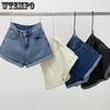 Женские джинсовые шорты Лето Новые Корейская версия Свободные С высокой посадкой С подвернутым краем А-силуэта шорты