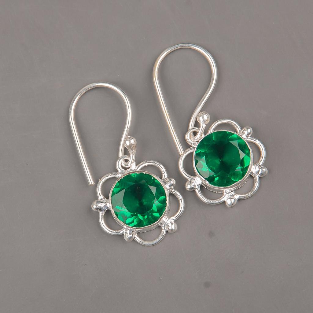 Chrome Diopside Gemstone 925 Sterling Silver Jewelry Handmade Earrings 1.40" EE-56-1