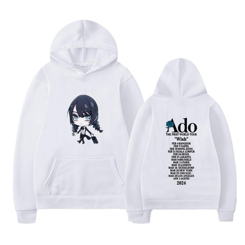 Ado Wish Мерч Первый Мировой Тур Япония Певец Crewne Мужское Худи Винтажный Унисекс Пуловер Графическое Худи Топы Одежда