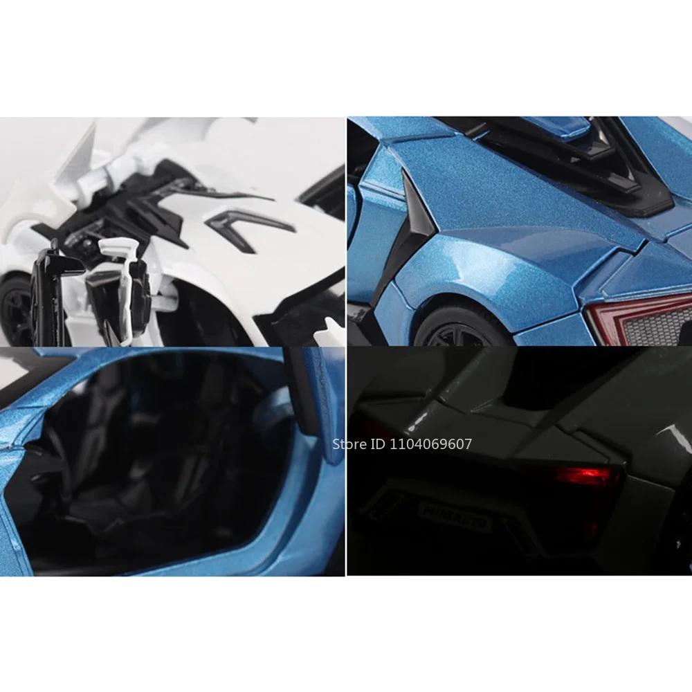 1:32 Scale Lykan Mode Toy Sports Cars Alloy Diecast Sound Light 4 Doors Opened Sound Light Pull Back Supercar Models Child Gifts