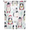 Прозрачные шторы с милыми пингвинами, нарисованные вручную, для гостиной, детской спальни, тюлевые шторы, кухонные шторы для окон