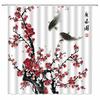 unframed Pink Cherry Blossom Peach Blossoms Shower Curtain Set Flowers White Background Girl Bathroom Polyester Cloth Screen 12