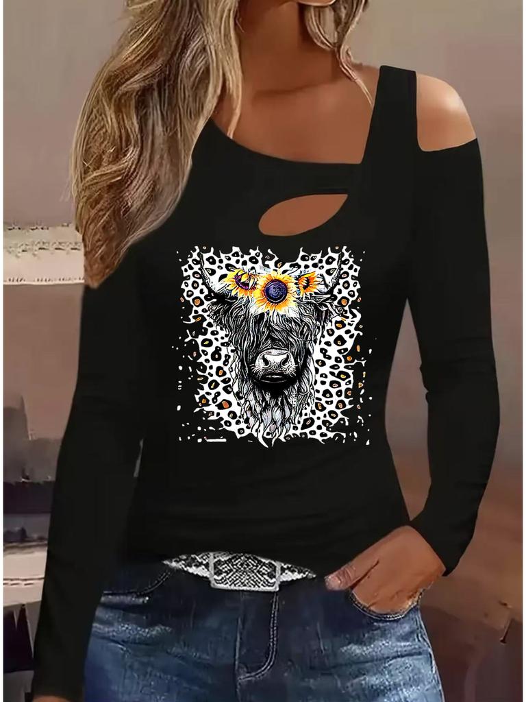 Fashion Painting Blouses Long Sleeved T Shirts Casual Skirt Tops