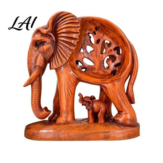 Office Table Ornaments Hollow Carved Mother Statue Resin Elephant and Baby Figurine Good Light Luxury Room Decor Luck Sculpture for Home Shelf