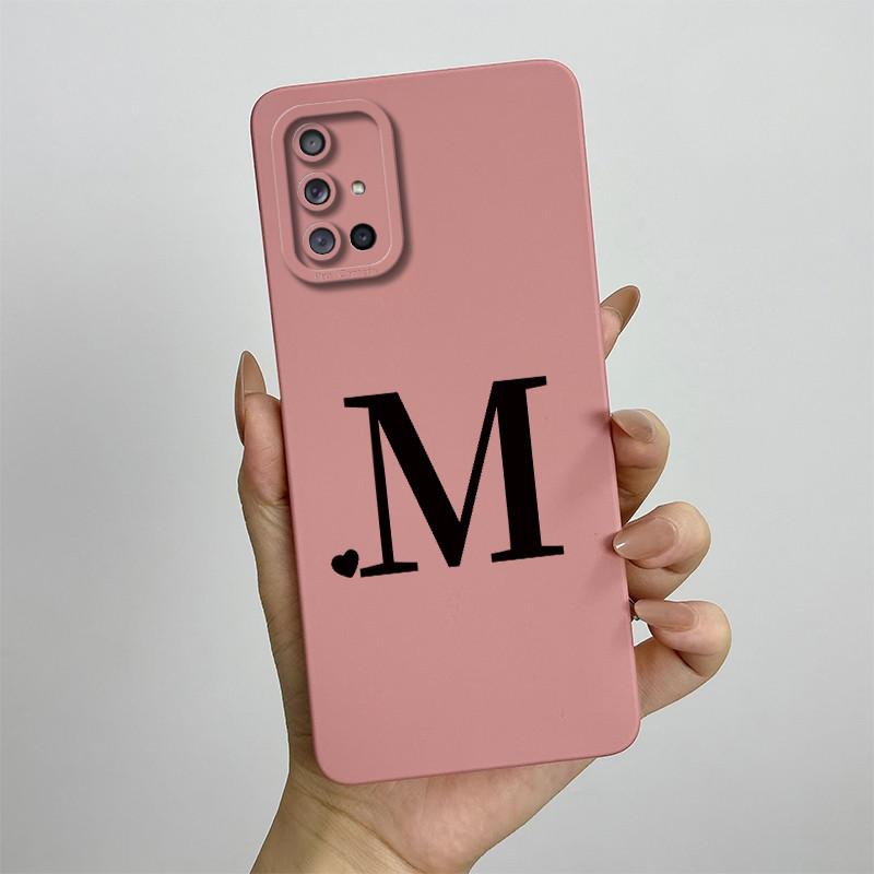 For Samsung Galaxy A51 A71 Case A515F A715F Initial Letters Liquid Silicone Phone Case For Samsung A51 A 31 71 Soft Cover Bumper