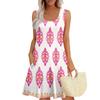 Women's Summer Casual U-shaped Tie Pocket Popular Floral Print Dress