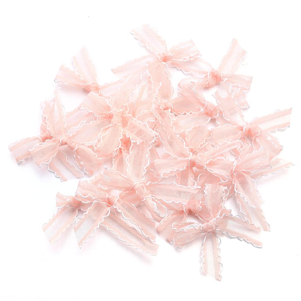 20pcs/lot 3.5x4cm Gauze Bows Colorful Small Size Satin Ribbon Bowknot Flower for Craft Handwork DIY Party Decoration Supplies