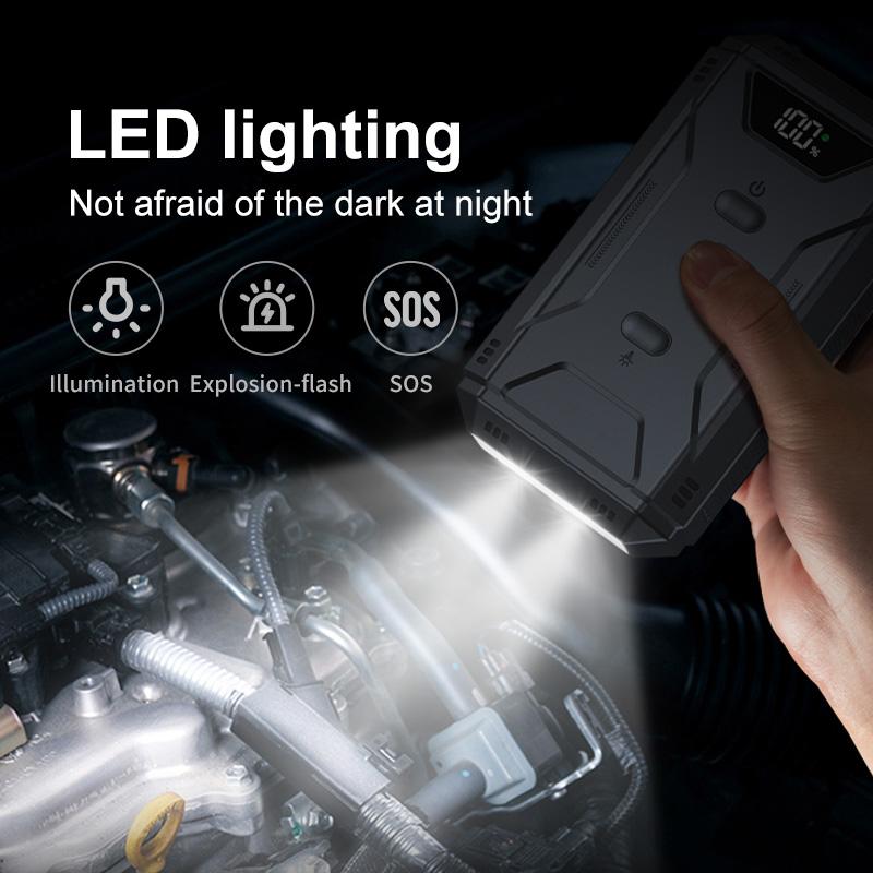 Автомобильный пуско-зарядное устройство Jump Starter Цифровой дисплей Портативное бустер-зарядное устройство для автомобильного аккумулятора Power Bank 26800 мАч Аварийный бустер аккумулятора
