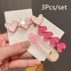 3 шт./компл., челка для женщин и девочек, боковой зажим, розовая заколка в форме персикового сердца, заколка для челки, заколка, заколка для края, заколка для волос, BB зажим