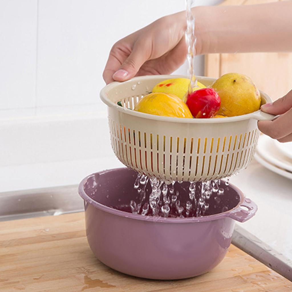 Кухонный дуршлаг, набор мисок, двухслойный пластик, корзина для мытья фруктов и овощей, сливные миски
