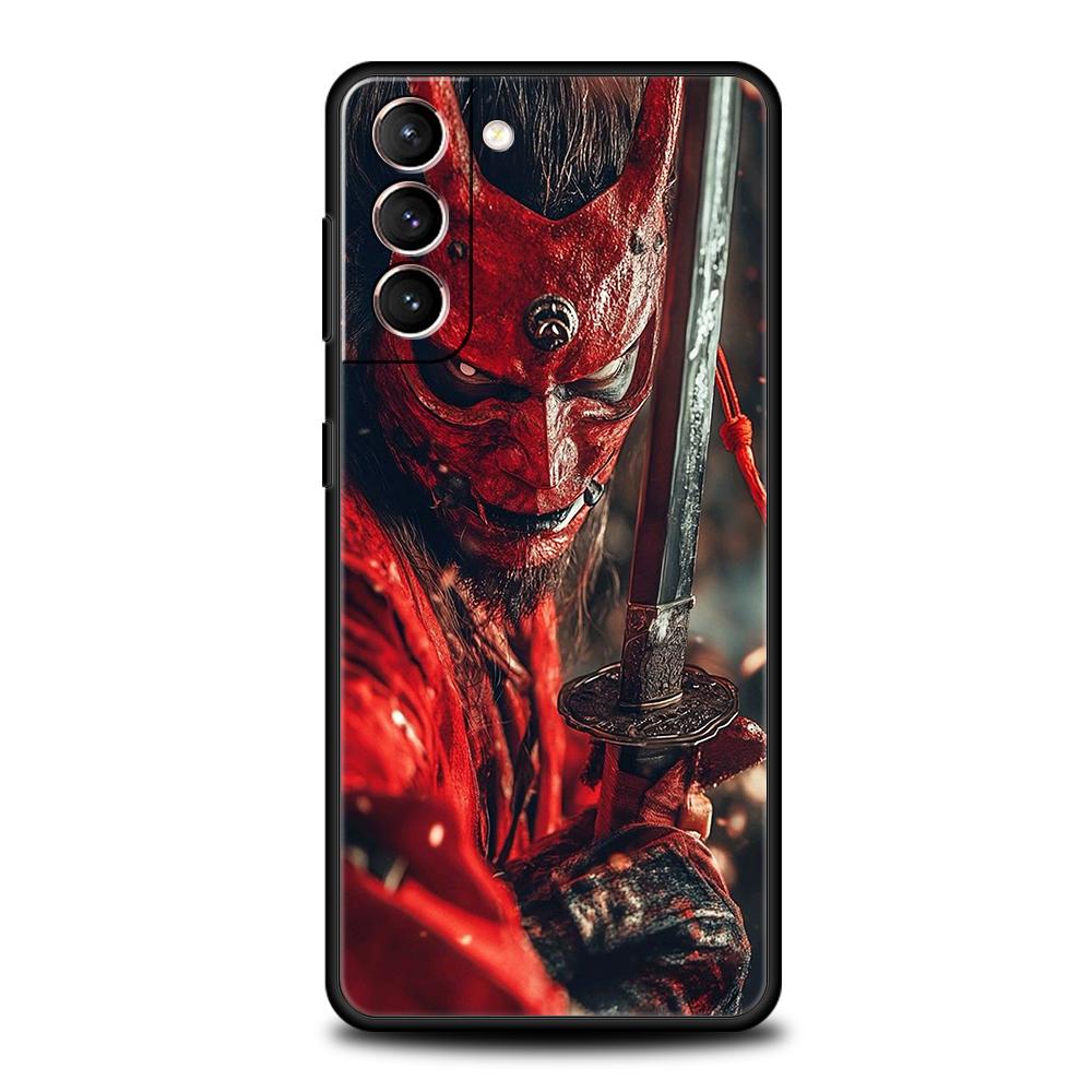 Чехол для телефона для Samsung Galaxy S25 Edge S24 S23 S22 S20 S21 FE Ultra S10 S10E Plus Мягкий ТПУ Чехлы Япония Лицо Призрака Самурай