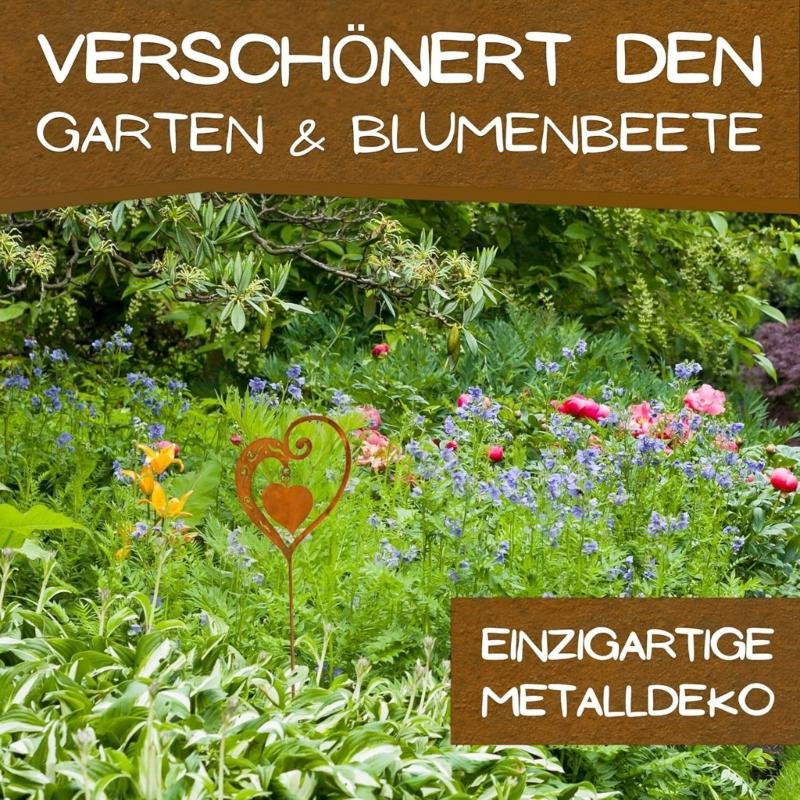 Heart Shape Rusty Iron Garden Stake Weather Prevent Ground Stake Outdoor Decors For Wedding Gift Lawn Patios Iron Art